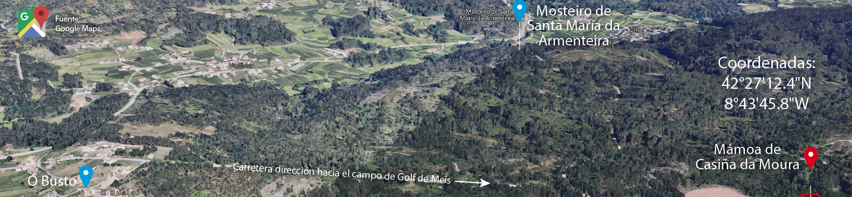 Ubicación de la Mámoa Casiña da Moura Meis